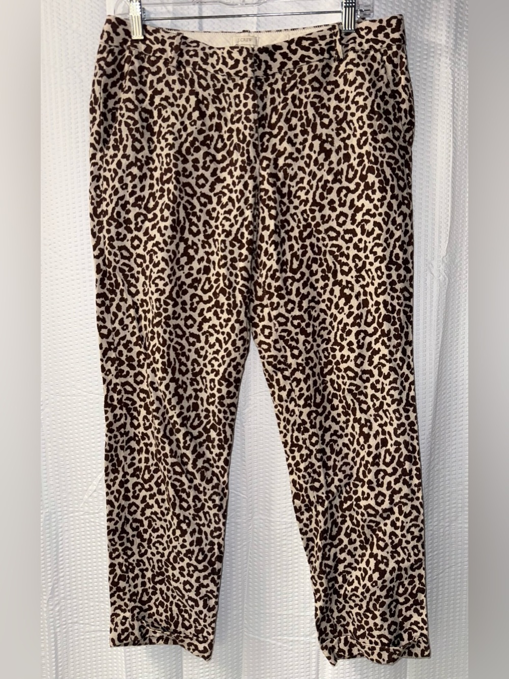 J.Crew 100% Linen Cafe Capri Pants in Leopard Print Size 4